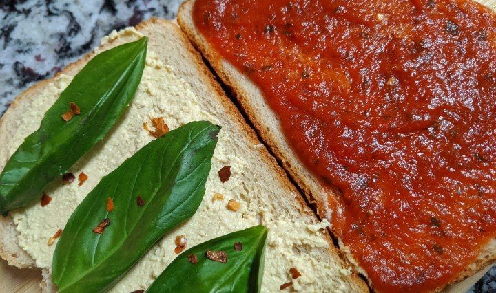 Vegan pizza grilled cheese.